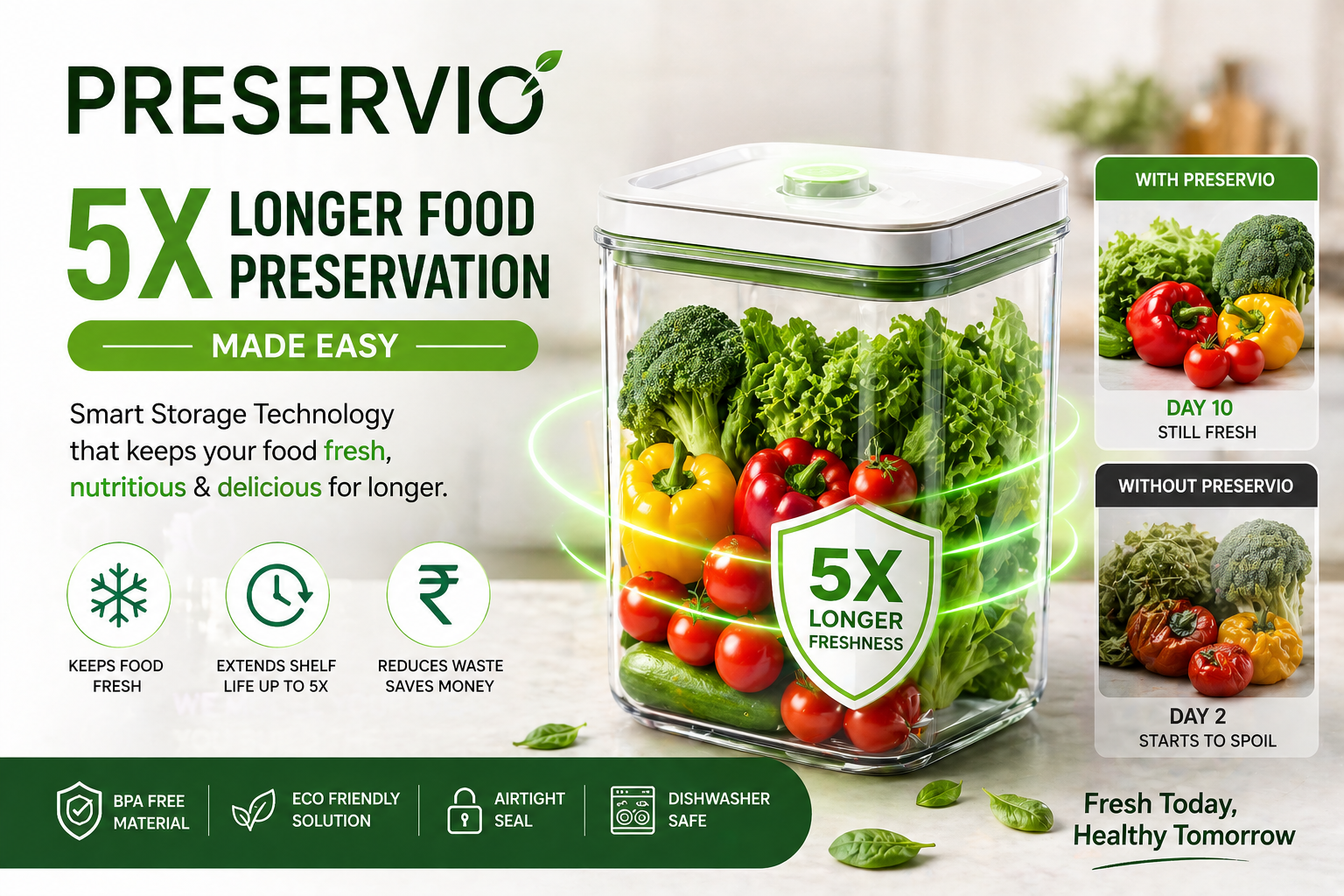 Preservio: 5X Longer Food Preservation Made Easy