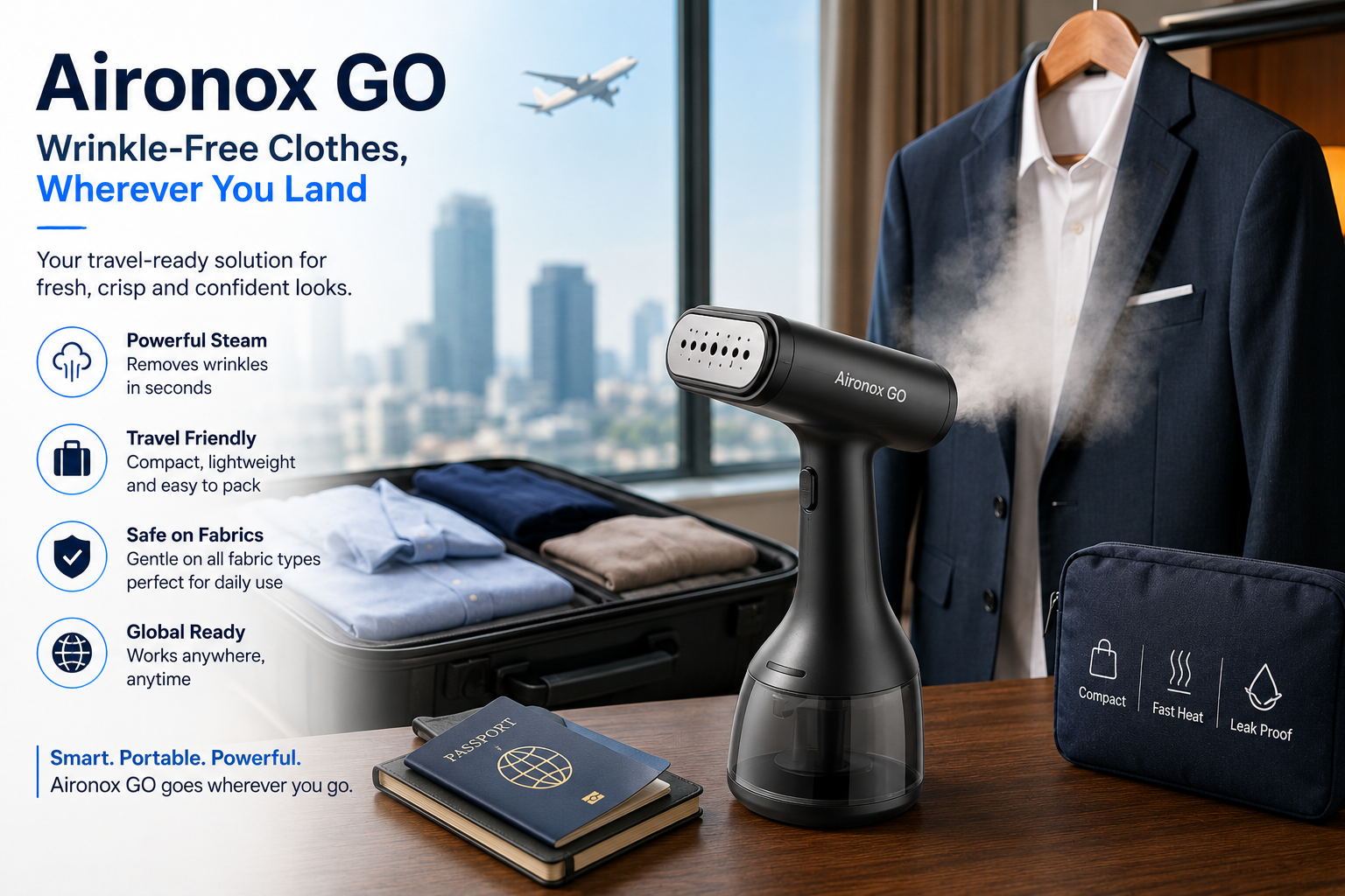 Aironox GO: Wrinkle-Free Clothes, Wherever You Land